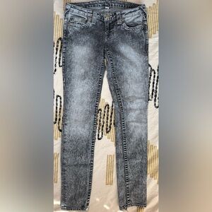 True Religion Grey Acid-Wash Women’s Jeans - Classic Pocket Detail